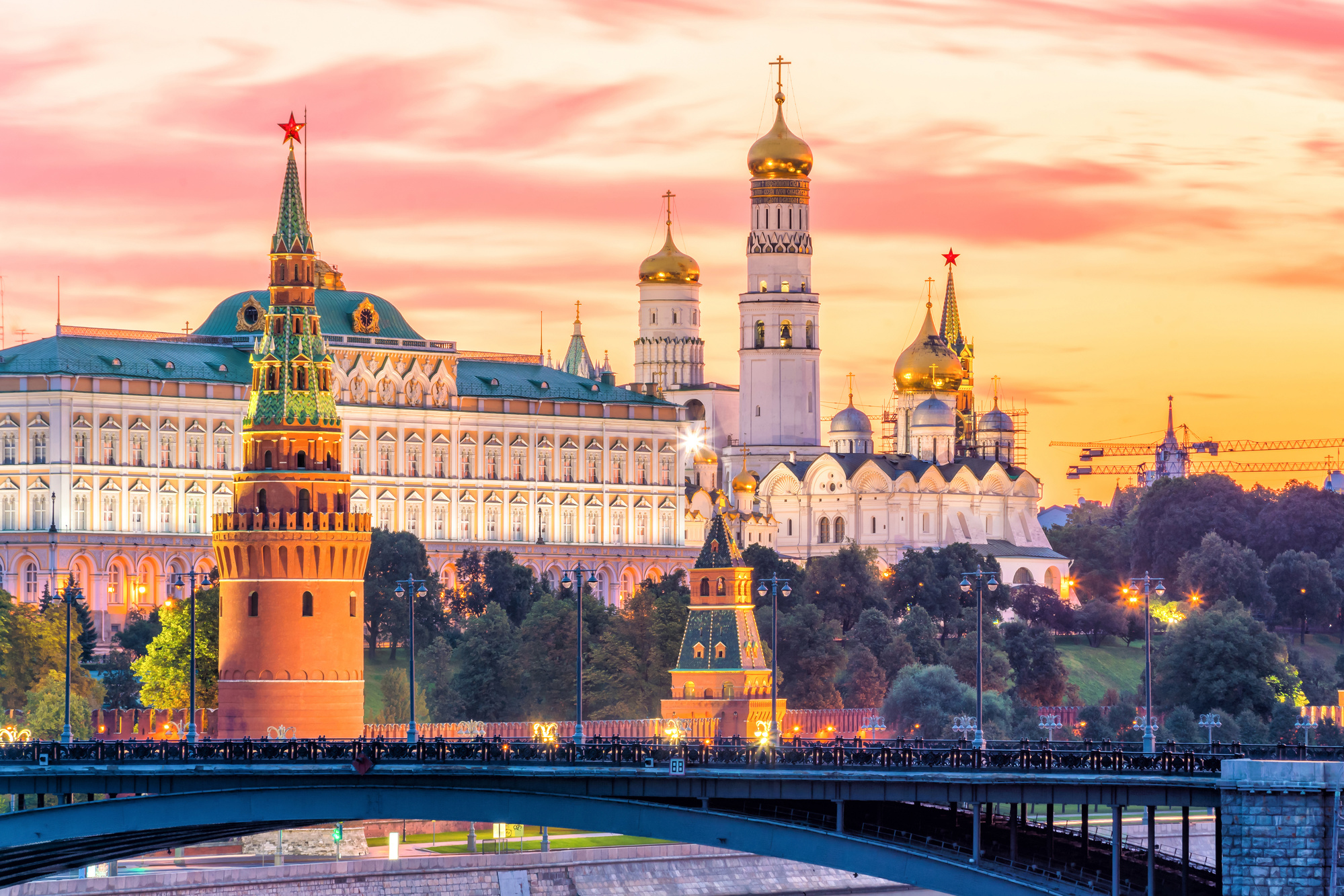 Coucher de soleil sur le Kremlin, Moscou, Russie