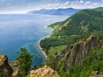 Vue aérienne sur le lac Baïkal